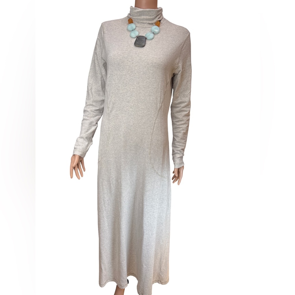 Athleta Light Gray Long Sleeve Turtleneck Maxi Dress Medium